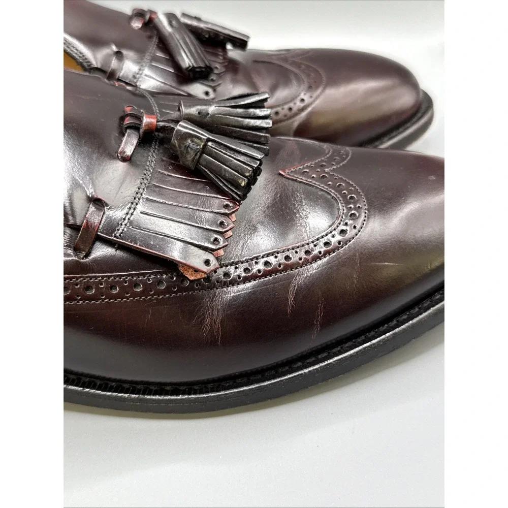 JOHNSTON & MURPHY  Loafers Men's 10 D, Burgundy‎ Wingtip Shoes Tassels
